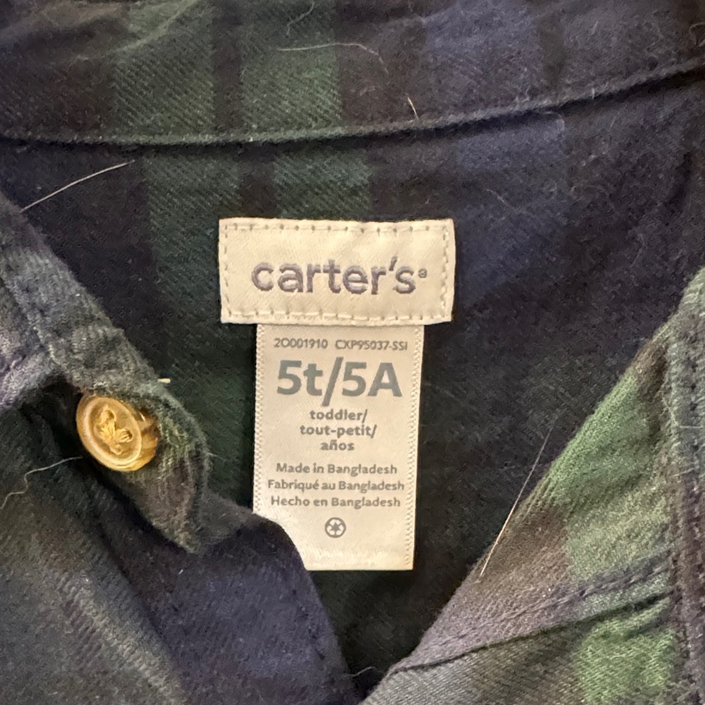 Carter's Green and Blue Plaid Button Down Shirt - Picture 4 of 5